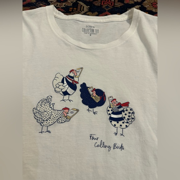 Small J. Crew Factory “Four Calling Birds” Collector Tee - Picture 3 of 4